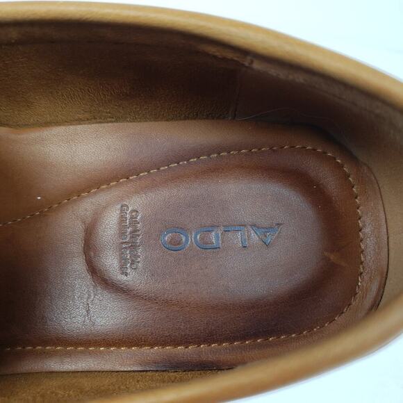 Aldo Haan Mens Size 9.5 Brown Leather Slip On Horsebit Moc Driver Loafers Shoes main image 6